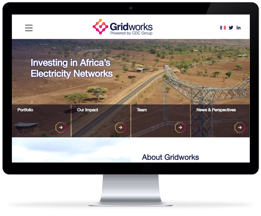 PC Monitor showing Gridworks Partners website